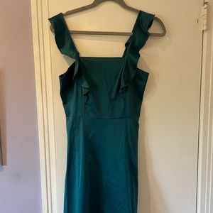 The Vanity Room teal sleeveless dress with ruffles
